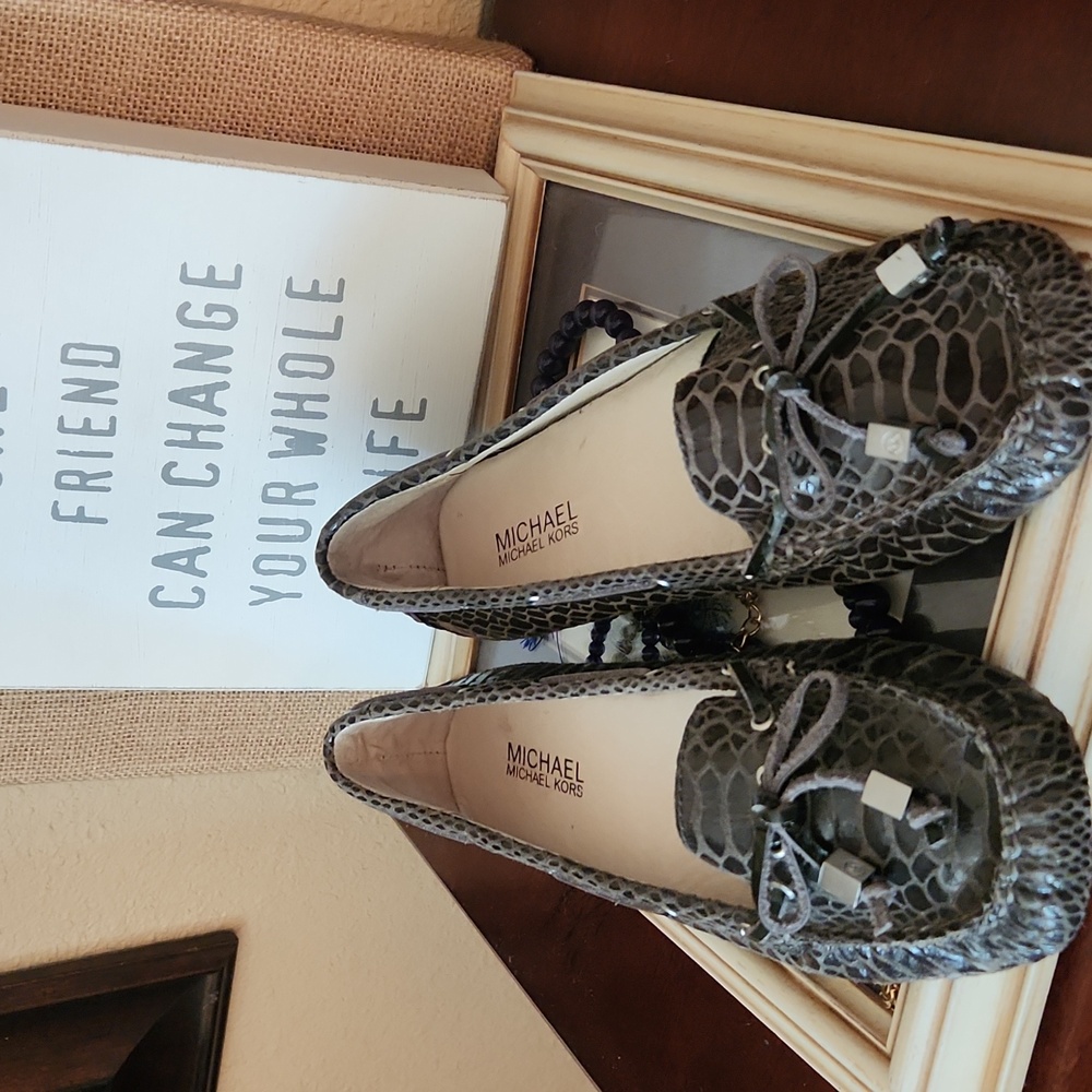Michael Kors Black Snake Print Loafers Size 9M